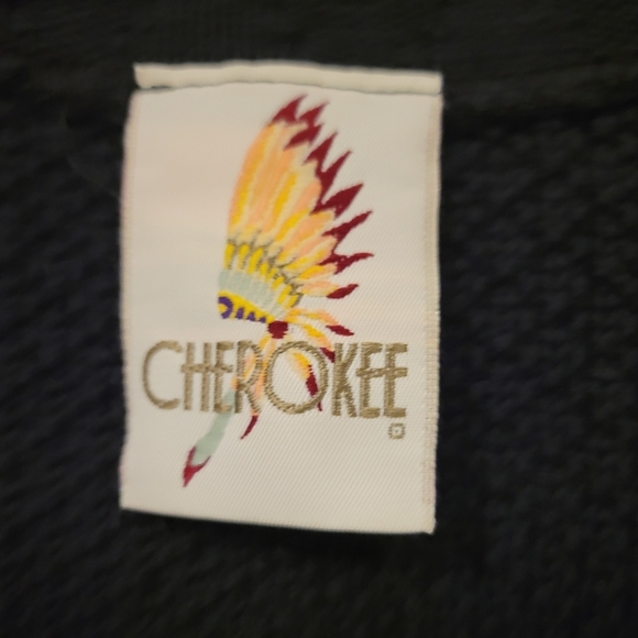 Cherokee knit crochet Navyblue oversize Granny Granma V-neck Sweater vest size M - Picture 6 of 8